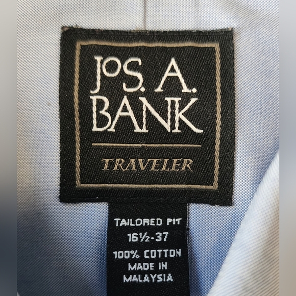 Jos. A. Bank Traveler Oxford Blue Tailored Fit 16.5 x 37 Dress Shirt - Picture 3 of 7